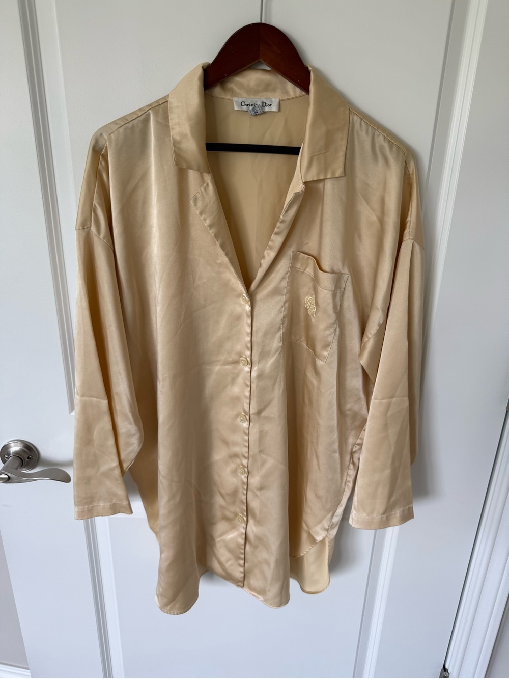 Christian Dior Vintage Satin Oversized Pajama Top